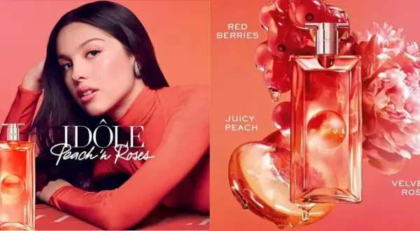 Nowy zapach Lancome Idôle Peach 'n Roses. Soczysta brzoskwinia, czerwone owoce i aksamitna róża w nowej odsłonie.