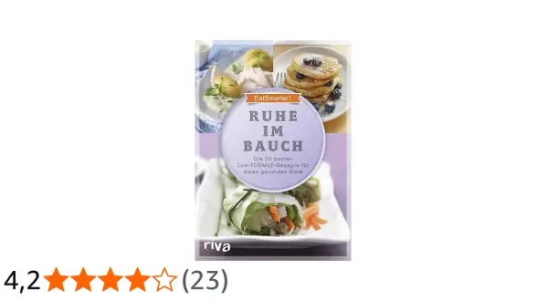 Buchcover "Ruhe im Bauch" mit leckeren Low-FODMAP-Rezepten für einen gesunden Darm.