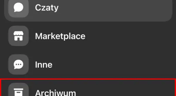 Menu Messengera: Czaty, Marketplace, Inne, Archiwum. Tu znajdziesz sposób, jak przywrócić czaty na Messengerze.