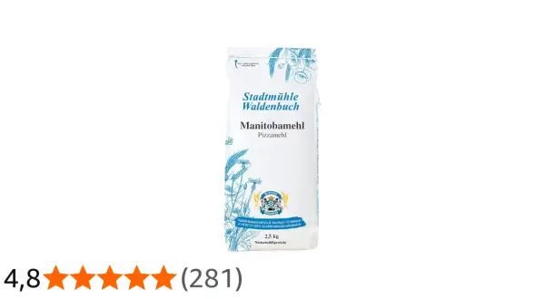 Stadtmühle Waldenbuch Manitobamehl, Pizzamehl, 2,5 kg. Perfekt für luftige Pizzen.