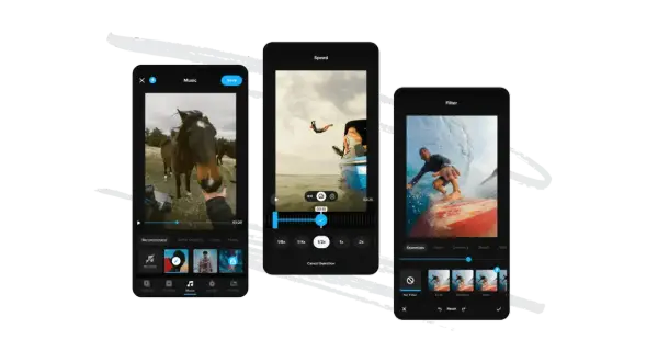 Edytuj swoje filmy z GoPro, dodając muzykę, zmieniając prędkość i filtry. Aplikacja GoPro ułatwia tworzenie dynamicznych klipów.