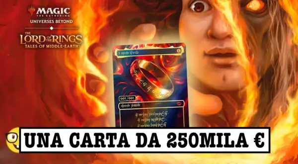 Magic: The Gathering card featuring the One Ring from Lord of the Rings, with a fiery background and text.