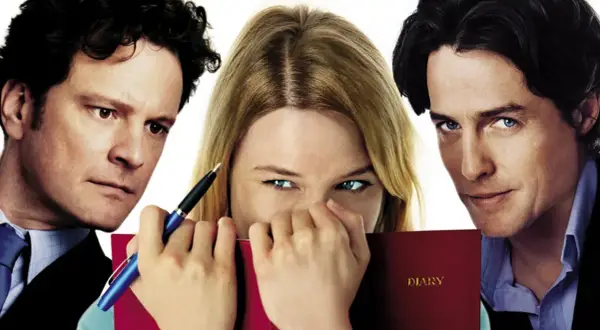 Colin Firth, Renée Zellweger und Hugh Grant in einer Szene, die an Filme und Serien von Colin Firth erinnert.