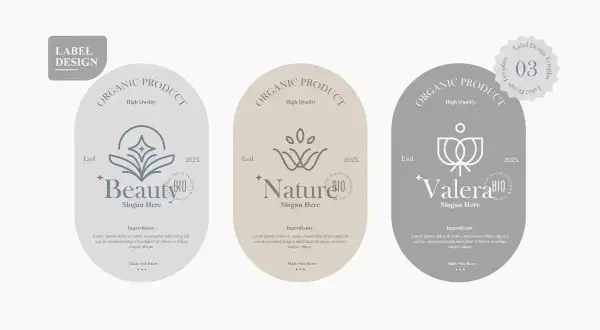 Etykiety produktów organicznych "Beauty", "Nature" i "Valera" z informacją o składnikach. Brak wzmianki o tym, co to są parabeny.