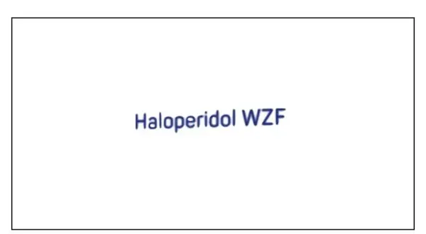 Napis "Haloperidol WZF" na białym tle.