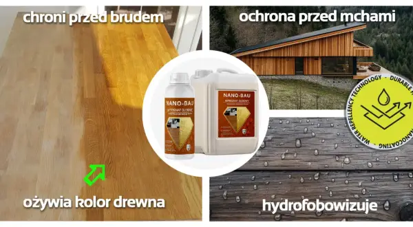 Impregnat olejowy Nano-Bau to idealny sposób, czym zabezpieczyć drewno. Chroni przed brudem, mchami i wilgocią, ożywiając jego kolor.
