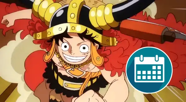 Luffy im Oni-Kostüm mit Kalender-Symbol. Wann geht One Piece weiter?