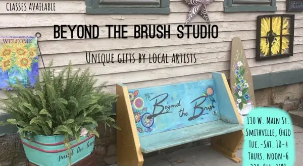 Beyond the Brush Studio features unique gifts and classes. A person painting might find inspiration here.