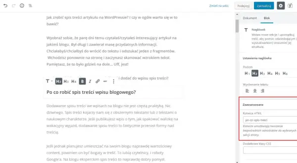 Jak zrobić spis treści w Wordzie? Wpis blogowy z kotwicami HTML ułatwia nawigację.