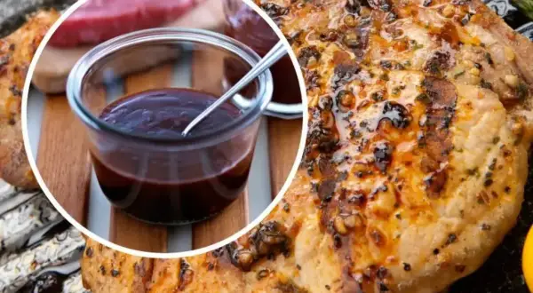 Soczysty schab z grilla, polany aromatycznym sosem BBQ. Idealny na letnie popołudnie.