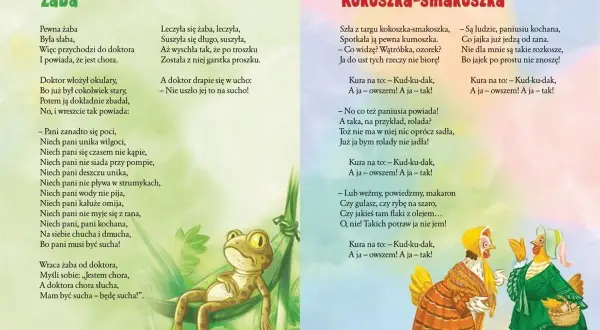 Na wyspach bergamutach żaba leczy się z przeziębienia, a kokoszki dyskutują o jedzeniu.