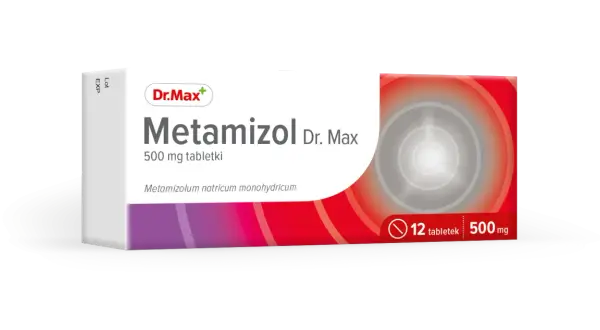 Opakowanie leku Metamizol Dr. Max 500 mg, zawierające 12 tabletek.