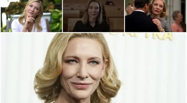 Cate Blanchett w kadrach z filmów, od uśmiechniętej po poważną. Jej wszechstronność w kinie zachwyca.