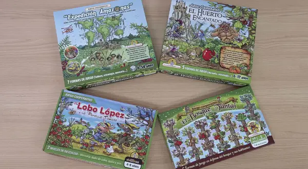 Juegos cooperativos para niños: "Expedición Amazonas", "El Huerto Encantado", "El Lobo López y la Pandilla Tomate", "El Bosque Santai". Actividades medio ambiente infantil.