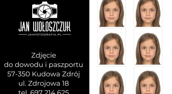 Zdjęcie do dowodu i paszportu dziewczynki. Jan Wołoszczuk, Kudowa Zdrój.