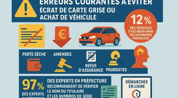 Erreurs courantes à éviter lors de l'achat d'un véhicule : vérifiez la carte grise, les numéros de série et le nom du titulaire pour éviter amendes et poursuites.