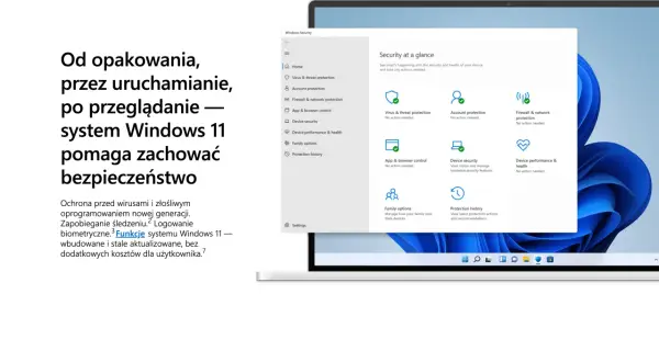 Windows 11 oferuje wbudowany, darmowy antywirus na laptopa, chroniący przed zagrożeniami i zapewniający bezpieczeństwo.