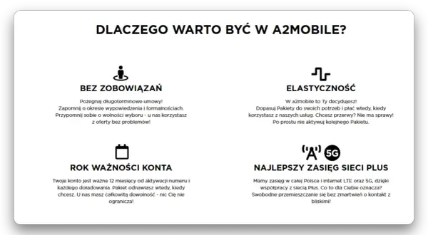 Długi rok ważności konta plus to 12 miesięcy od aktywacji lub doładowania. Pakiet odnawiasz, kiedy chcesz. U nas masz swobodę!