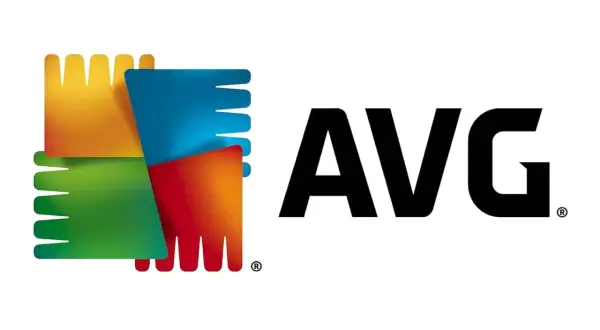 Logo AVG, znanej z oferowania darmowy antywirus. Kolorowe kształty symbolizują ochronę.