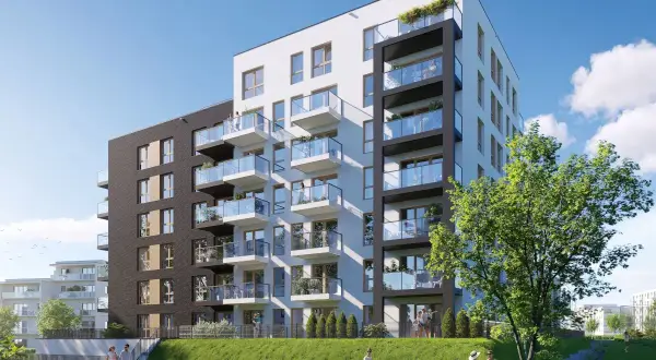 Nowoczesne apartamenty na lawendowym wzgórzu w Gdańsku. Zielone tarasy i balkony z widokiem na morze.
