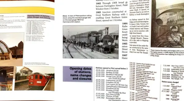 Stacje metra londyn: historyczne zdjęcia i daty otwarcia, zamknięcia oraz zmiany nazw stacji.