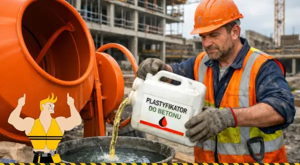 Budowlaniec dodaje plastyfikator do betonu. Zastanawiasz się, ile plastyfikatora na worek cementu? Sprawdź instrukcję!