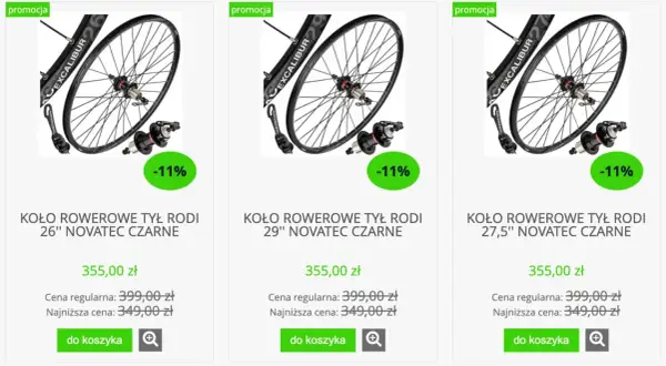 Koła rowerowe tylne Excalibur w rozmiarach 26", 27,5" i 29". Sprawdź aktualny rozmiar kol rower i cenę.