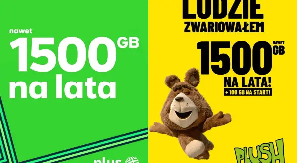 Plus na kartę: nawet 1500 GB na lata! Miś z Plush zachęca do skorzystania z oferty.