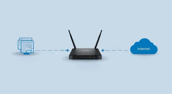 Router Mikrotik łączy urządzenia z Internetem, zapewniając płynny przepływ danych.