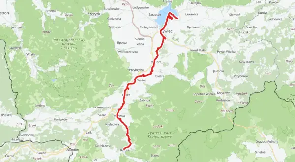 Trasa rowerowa Velo Soła w Beskidzie Śląskim, wiodąca przez malownicze tereny od Wisły do Rajczy.
