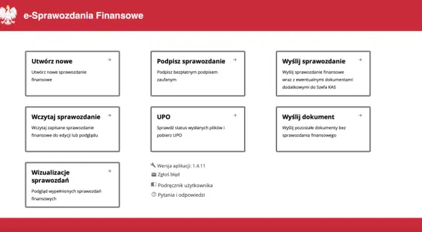 Panel e-Sprawozdania Finansowe: Utwórz, podpisz, wyślij sprawozdanie finansowe, wczytaj, wizualizuj, sprawdź UPO.