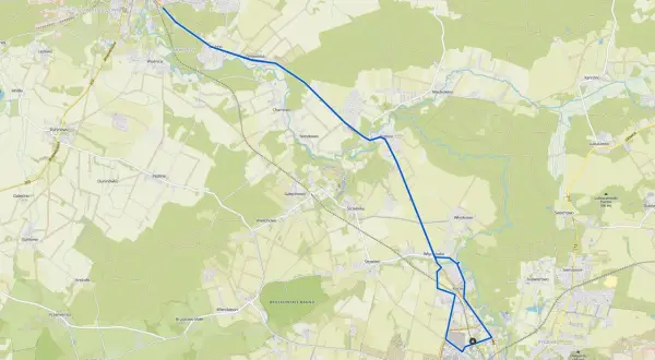 Mapa pokazuje trasy rowerowe Słupsk i okolic, łączące miasto z Ustką i innymi miejscowościami.