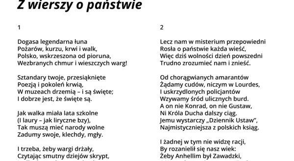 Julian Tuwim, "Z wierszy o państwie". Wiersz o wolności i jej interpretacji, o tym, jak narody wolne muszą mieć swoje zadumy.