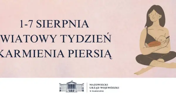 1-7 sierpnia - światowy tydzień karmienia piersią. Ilustracja matki karmiącej dziecko.