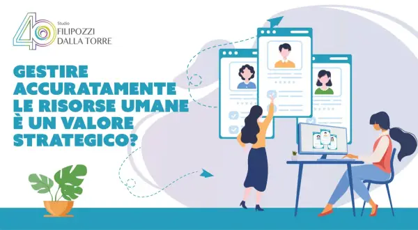 Gestire accuratamente le risorse umane è un valore strategico. Illustrazione di un team che lavora su profili digitali.