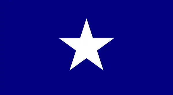 Bonnie Blue Flag, symbol wolności i niezależności, z białą gwiazdą na granatowym tle.