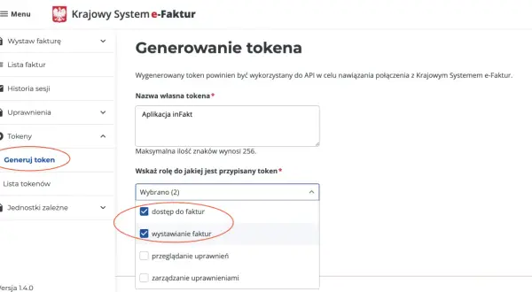 Generowanie tokena w systemie e-Faktur. Aplikacja inFakt z dostępem i możliwością wystawiania faktur.