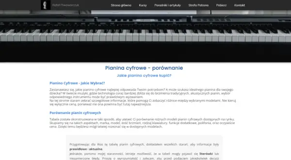 Klawiatura pianina cyfrowego z widocznymi przyciskami i pokrętłami. Artykuł porównuje pianina cyfrowe, uwzględniając ich wymiary.