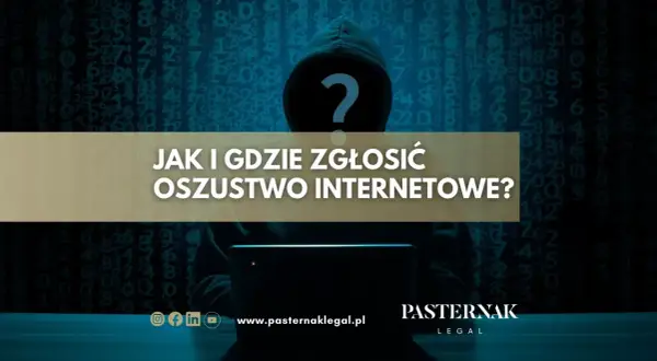 Sylwetka hakera z pytajnikiem na twarzy, na tle kodu. Informacja: Jak i gdzie zgłosić oszustwo internetowe.