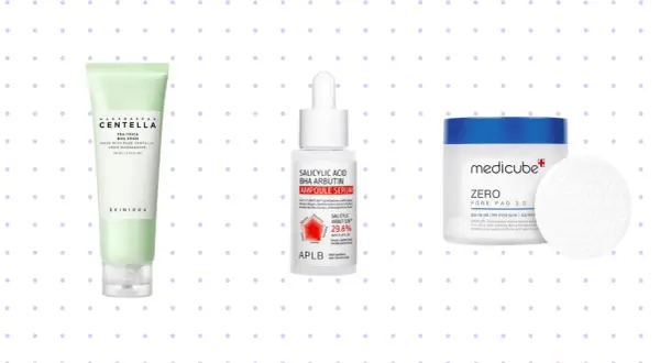 Pielęgnacja z niacynamidem i kwasem salicylowym: pianka z centellą, serum z kwasem salicylowym i arbutyną, płatki do porów.