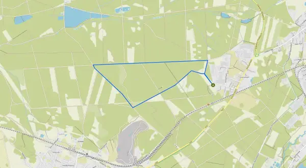 Mapa okolic Chrzanowa z zaznaczonym obszarem. Widoczne drogi, tereny zielone i zabudowania.