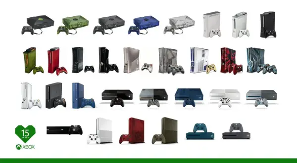 Wszystkie xbox modele po kolei: od pierwszego, przez 360, One, aż po Series X/S.