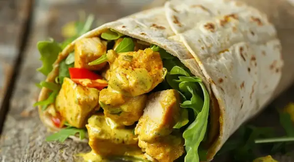 En saftig kycklingwrap med krämig sås och grönsaker. Ett perfekt wraps recept för en snabb och god lunch.