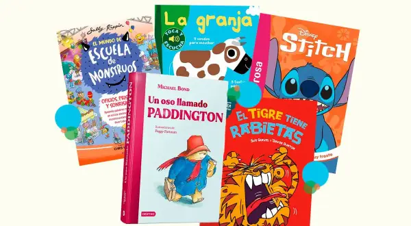 Libros infantiles como "El mundo de la escuela de monstruos", "Un oso llamado Paddington" y "El tigre tiene rabietas", ideales para cuentos para niños mayores.