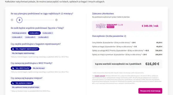 Kalkulator Wizzair pokazuje, kiedy są najtańsze bilety lotnicze. Oblicz oszczędności na 2 pasażerów.