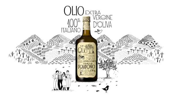 Olio 100% italiano, monocultivar Pomponio, che racconta la storia di una famiglia e del suo territorio.
