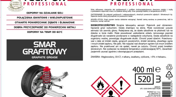 Smar grafitowy do połączeń gwintowych, wielowpustowych i otwartych powierzchni zębatych. Zapewnia przyczepność do metali i odporność na temp. do 60°C.