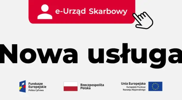 Grafika z napisem "Nowa usługa" i ikoną e-Urzędu Skarbowego.