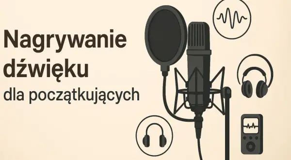 Mikrofon studyjny, słuchawki i rejestrator dźwięku. Idealne do nagrywania dźwięku z telefonu dla początkujących.