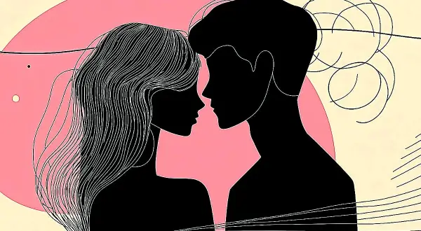 Siluetas de pareja mirándose, evocando la conexión profunda que define a una persona demisexual que es.